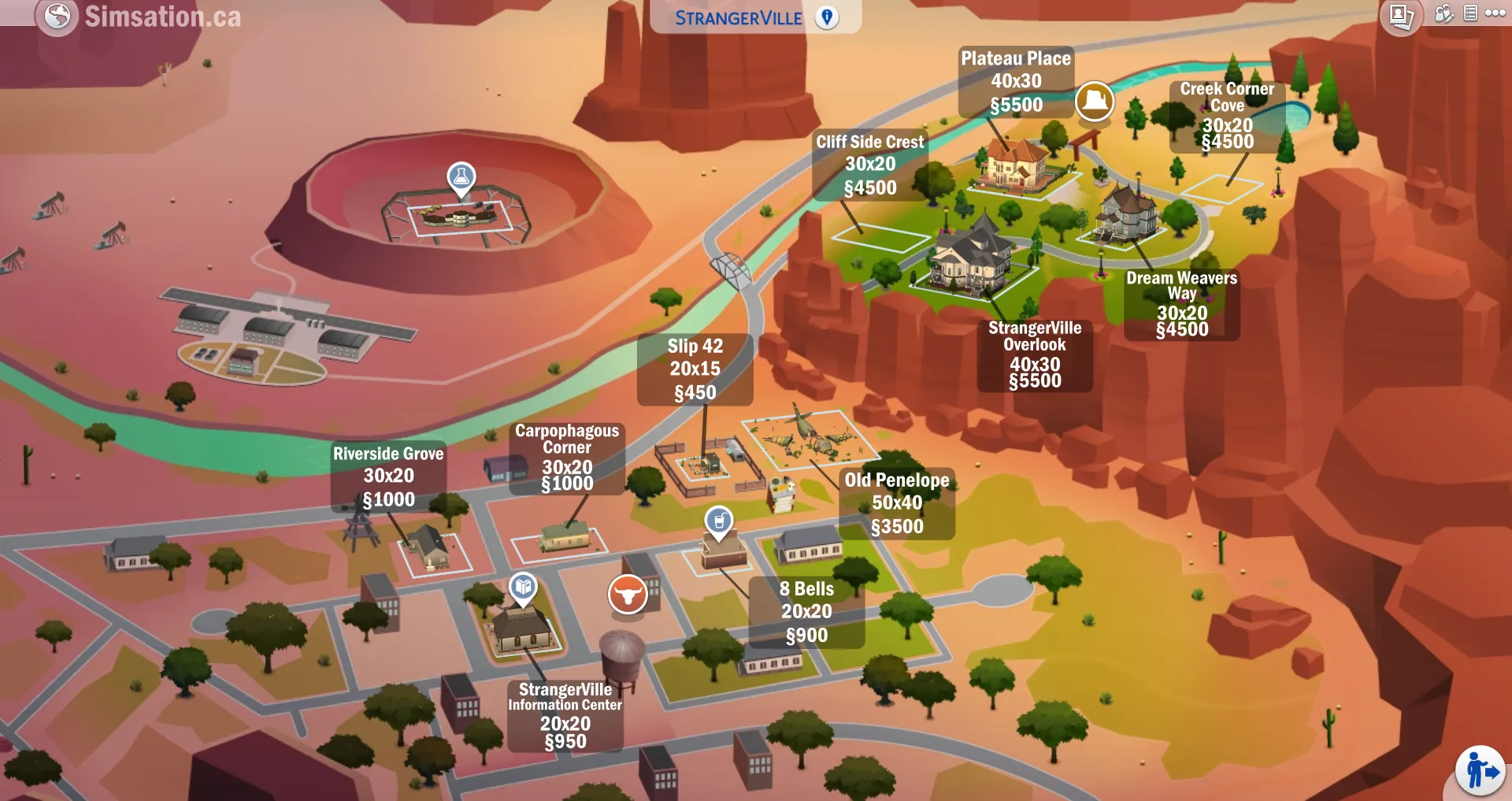 Labelled map of StrangerVille